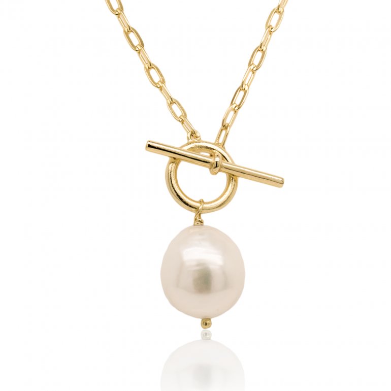 Paper Clip Toggle Pearl Necklace Mable Jewelry Inc
