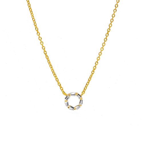 Gold Baguette Circle Necklace