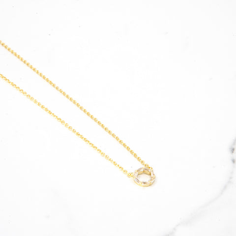 Gold Baguette Circle Necklace